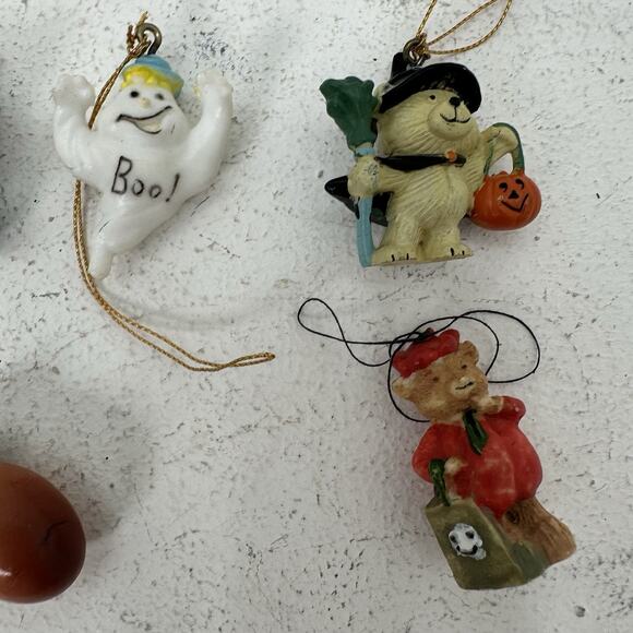 Lot 15 Vintage Mini Micro 1" Halloween Ornaments Witch Ghost Cat Bat Miniatures - Picture 2 of 6